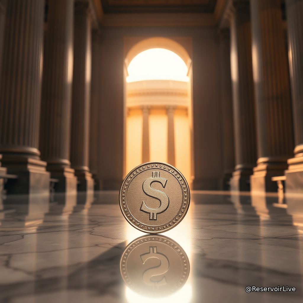 Logo de Tether avec le symbole USA₮ et drapeau américain, représentant le nouveau stablecoin régulé fédéralement