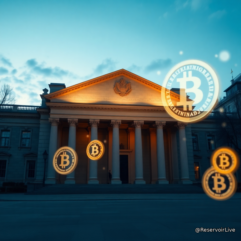 Logo de la Banque centrale européenne avec symbole de stablecoin et euro numérique