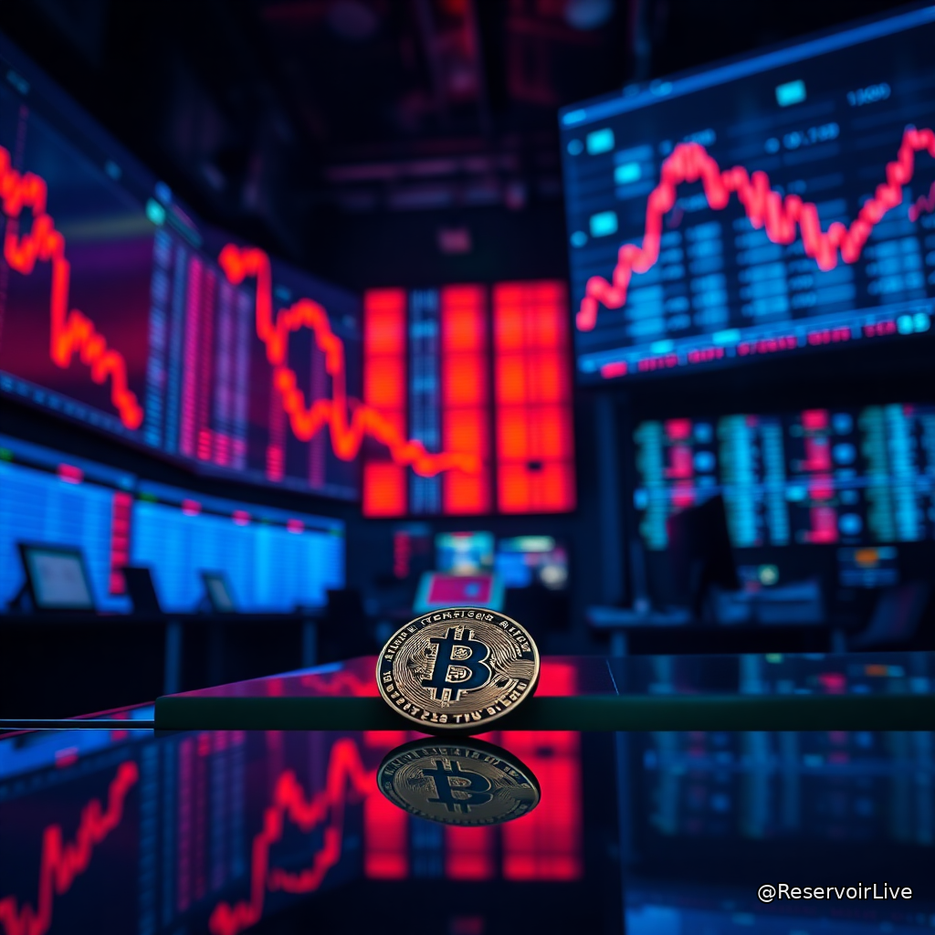 Graphique montrant la baisse de Bitcoin et du Kospi avec indicateurs de volatilité crypto