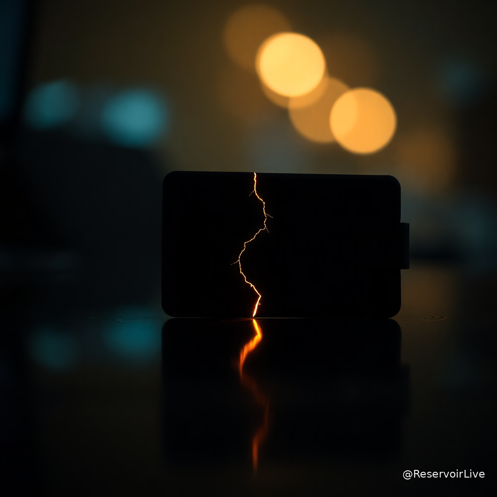 Illustration conceptuelle du portefeuille Coldcard avec symbole d'alerte de sécurité