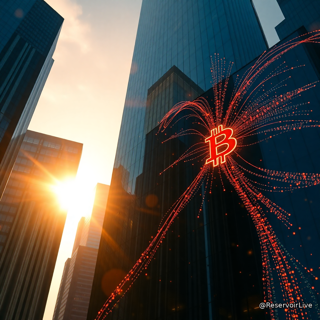 Graphique d'entrées d'actifs dans les ETF Bitcoin spot américains avec logo BlackRock
