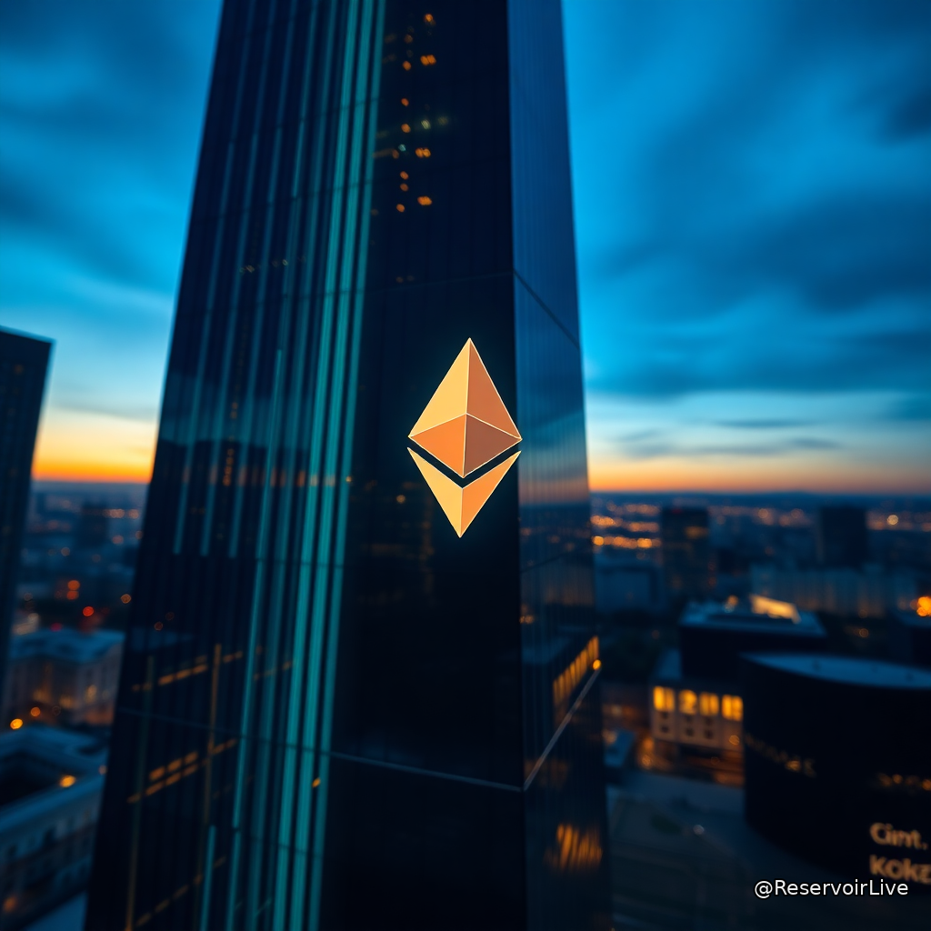 Logo Fidelity avec symbole Ethereum et montage représentant le staking et la distribution de rendements