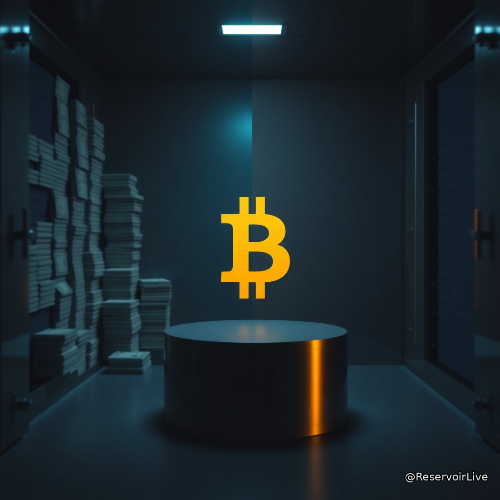 Graphique montrant la hausse du Bitcoin et le logo Strategy (ex-MicroStrategy) avec réserve USD