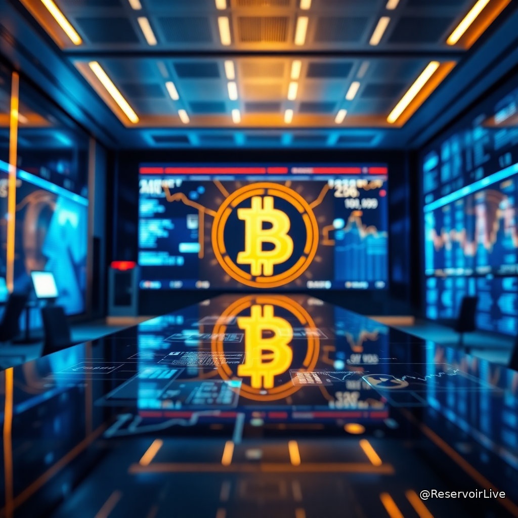 Logo BlackRock avec symbole Bitcoin et indicateur de hausse représentant l'abaissement du ticket minimum de l'ETF IBIT