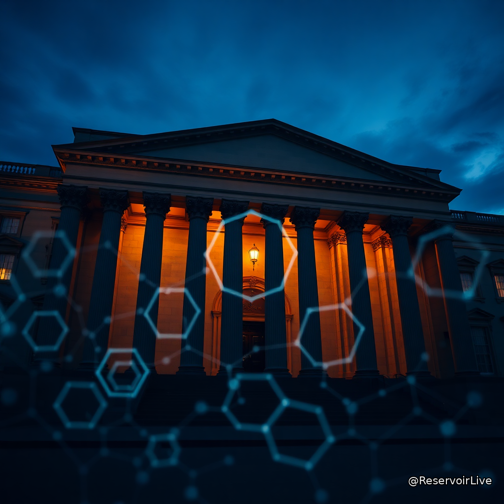 Logo de la Banque d'Angleterre avec symbole de stablecoin et légalité