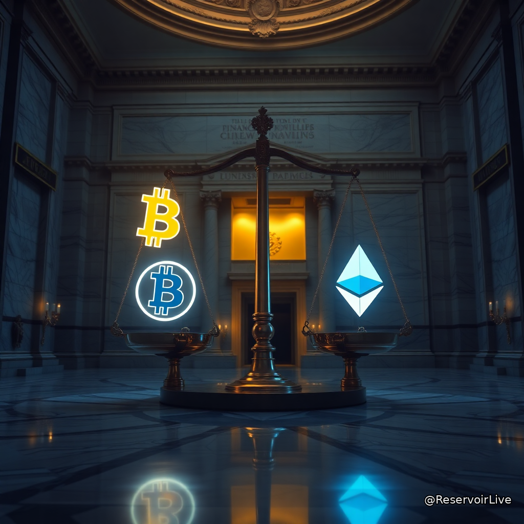 Graphique montrant l'accumulation de Bitcoin et Ethereum par Strategy et Bitmine, avec prix BTC et ETH en août 2026