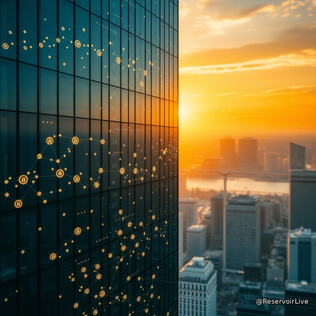 Logo Visa avec symboles blockchain et stablecoins, représentant l'intégration du crédit onchain